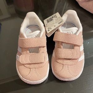 Toddler size 4 adidas pink and white tennis shoes! Brand new in box with tags!